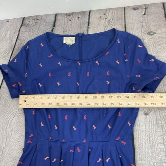 Levi's Women's Short Sleeve Horse Print Dress Blue Pocket size Small Petite - Picture 10 of 13